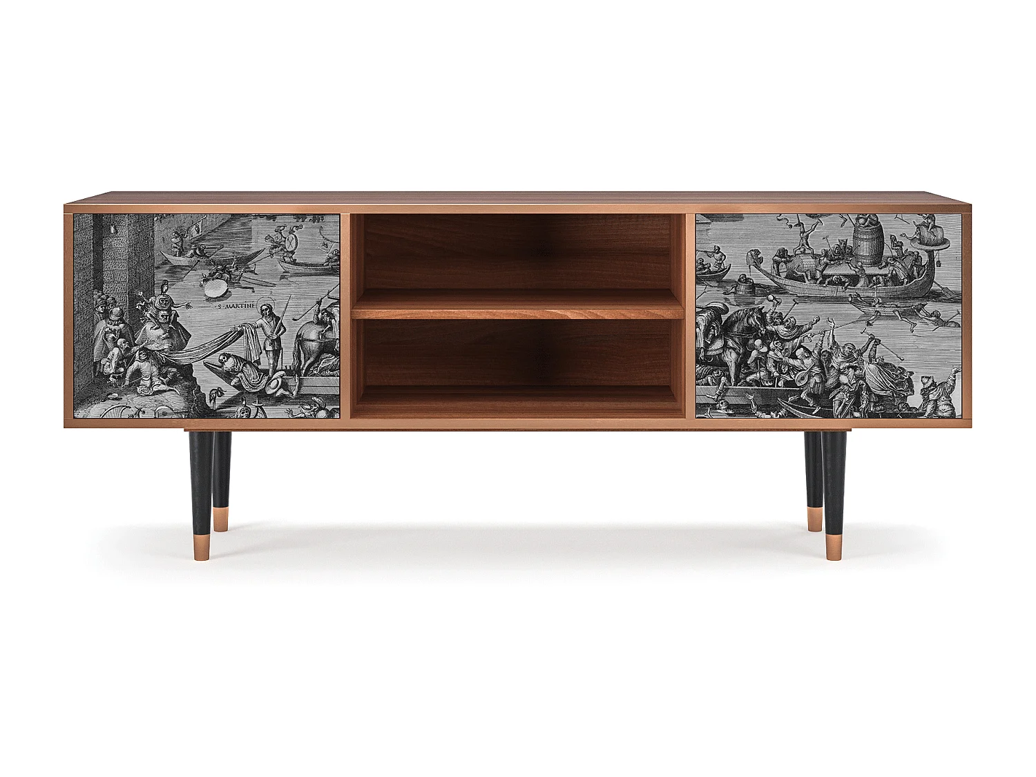 Mueble de TV - 170х69х48 cm - T2 - Saint Martin, Nogueira