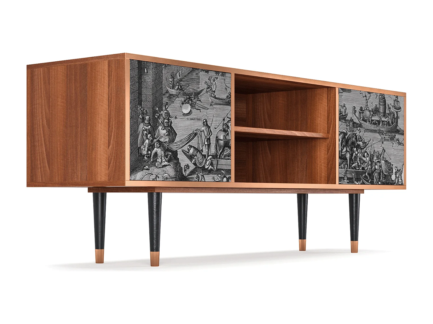 Mueble de TV - 170х69х48 cm - T2 - Saint Martin, Nogueira