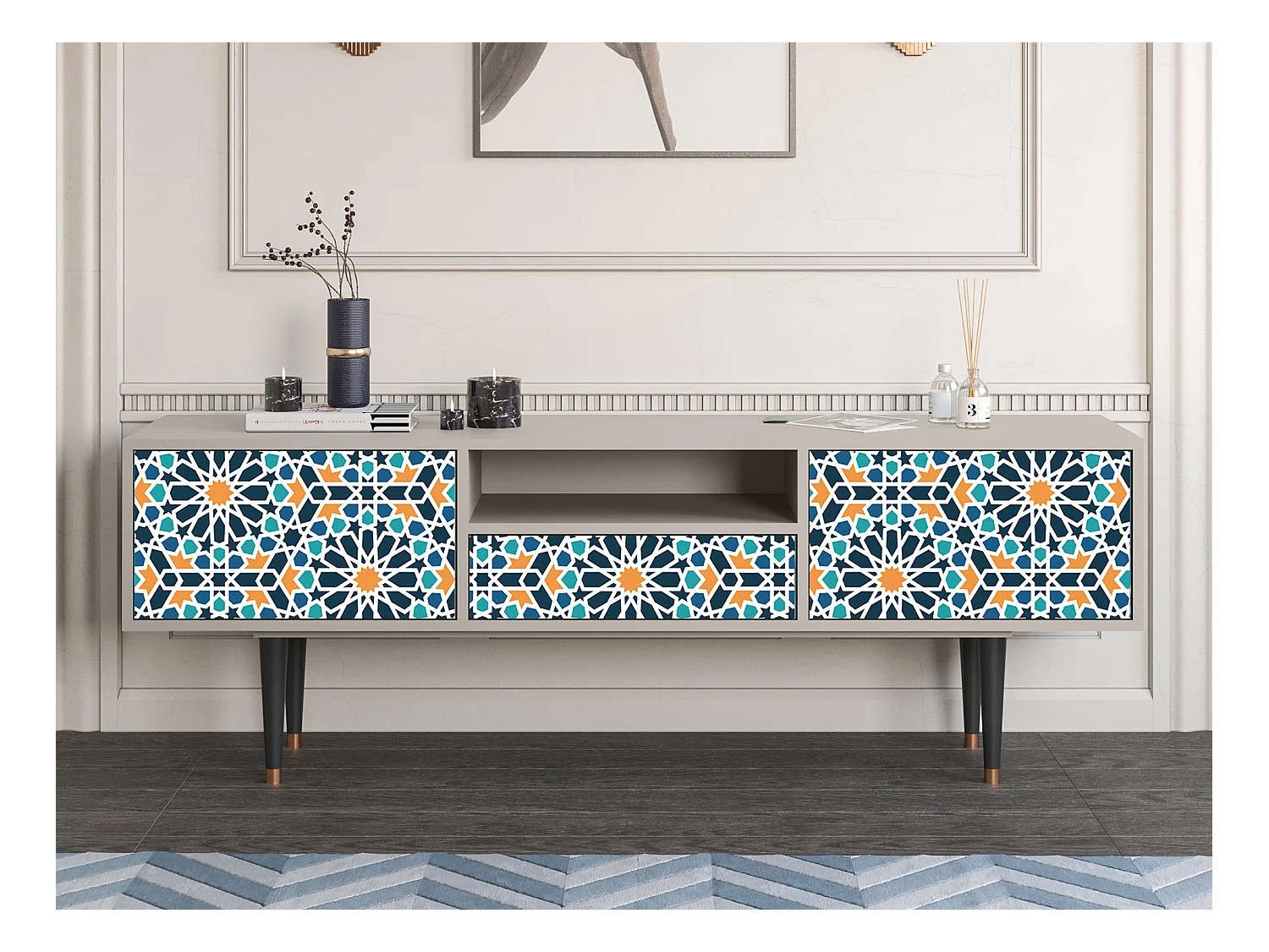 Meuble TV - 170х59х41 cm - T6 - Kaleidoscope, Sable