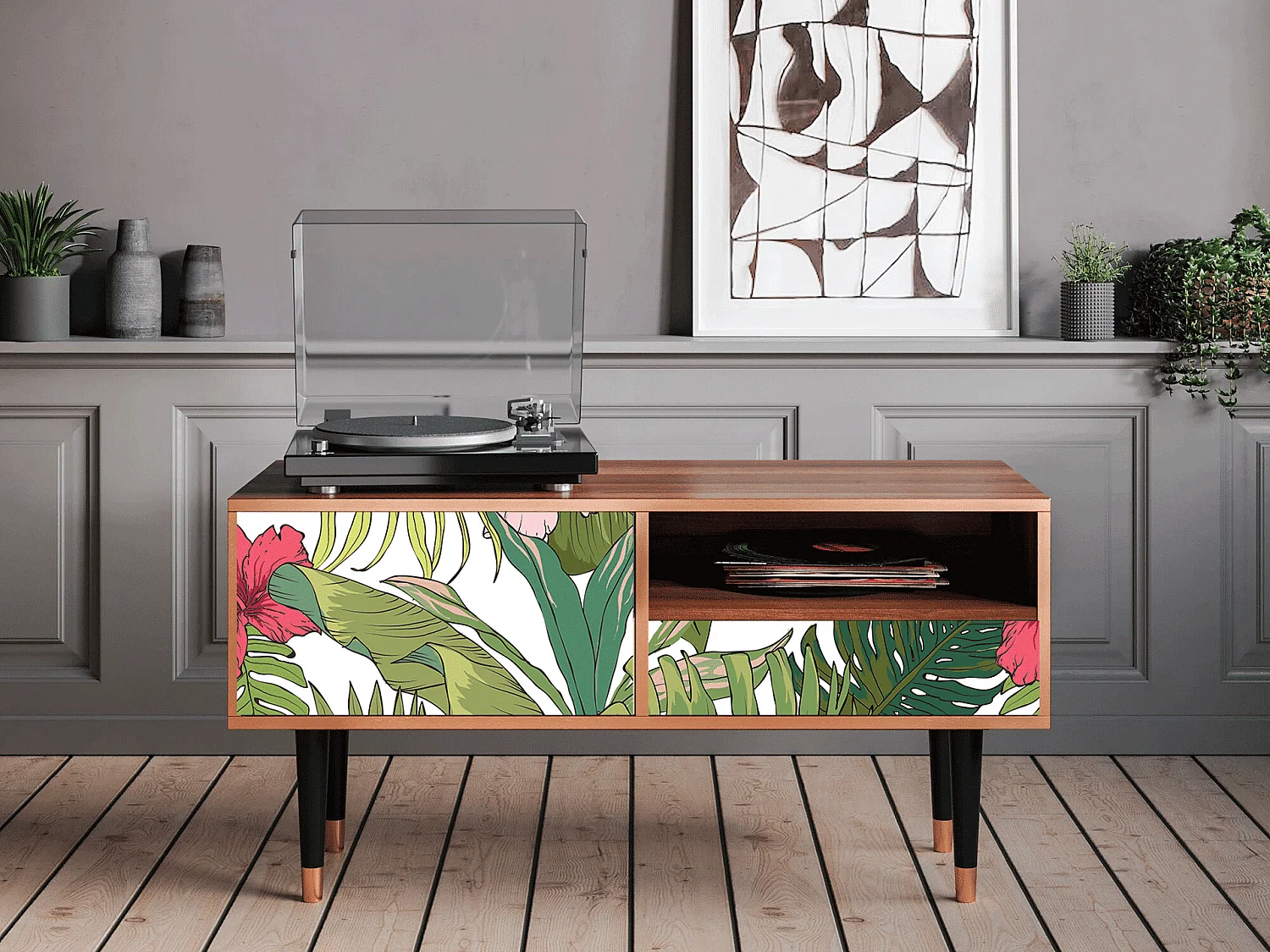 Szafka RTV - 115х59х48 cm - T3 - Verdant Tropics, Orzech