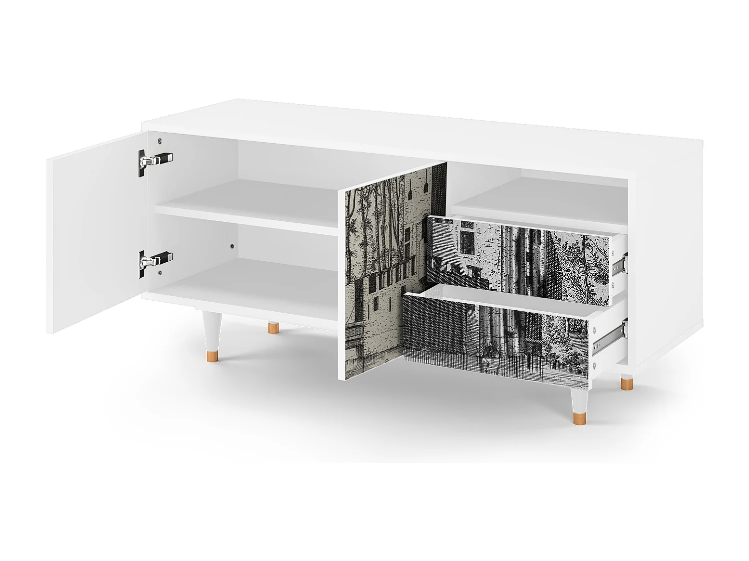 Meuble TV - 125х56х41 cm - T7 - Castle by Breugel, Blanc