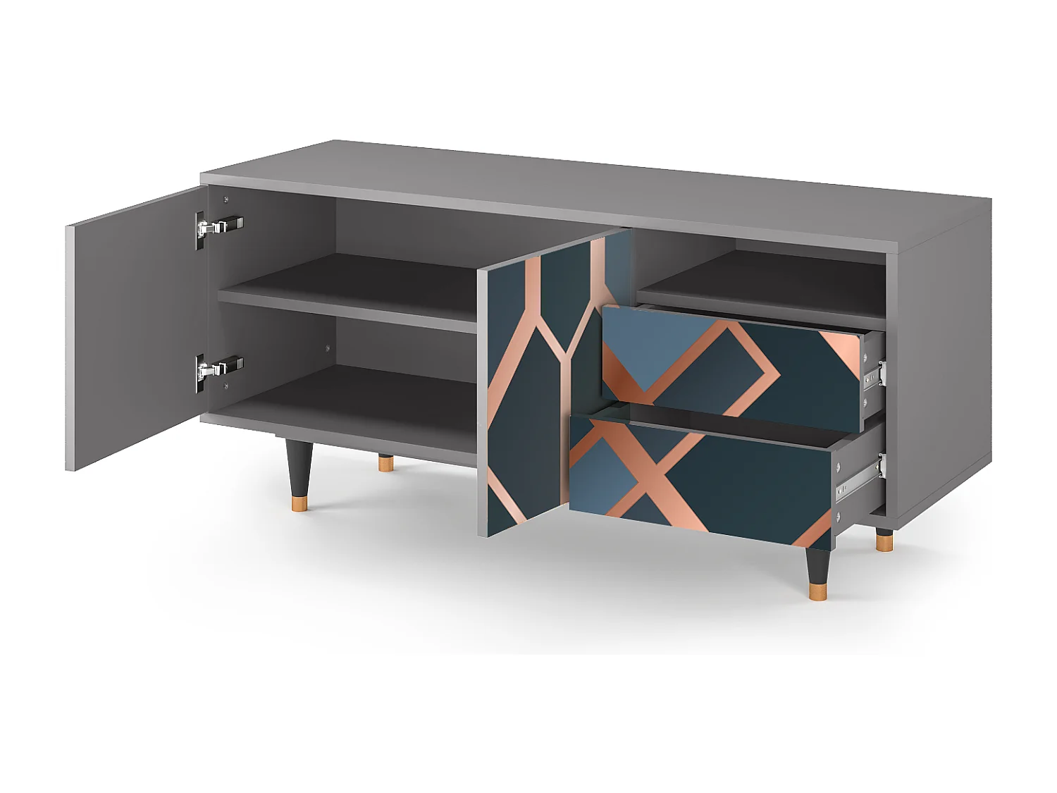 Meuble TV - 125х56х41 cm - T7 - Ashy 1920', Gris