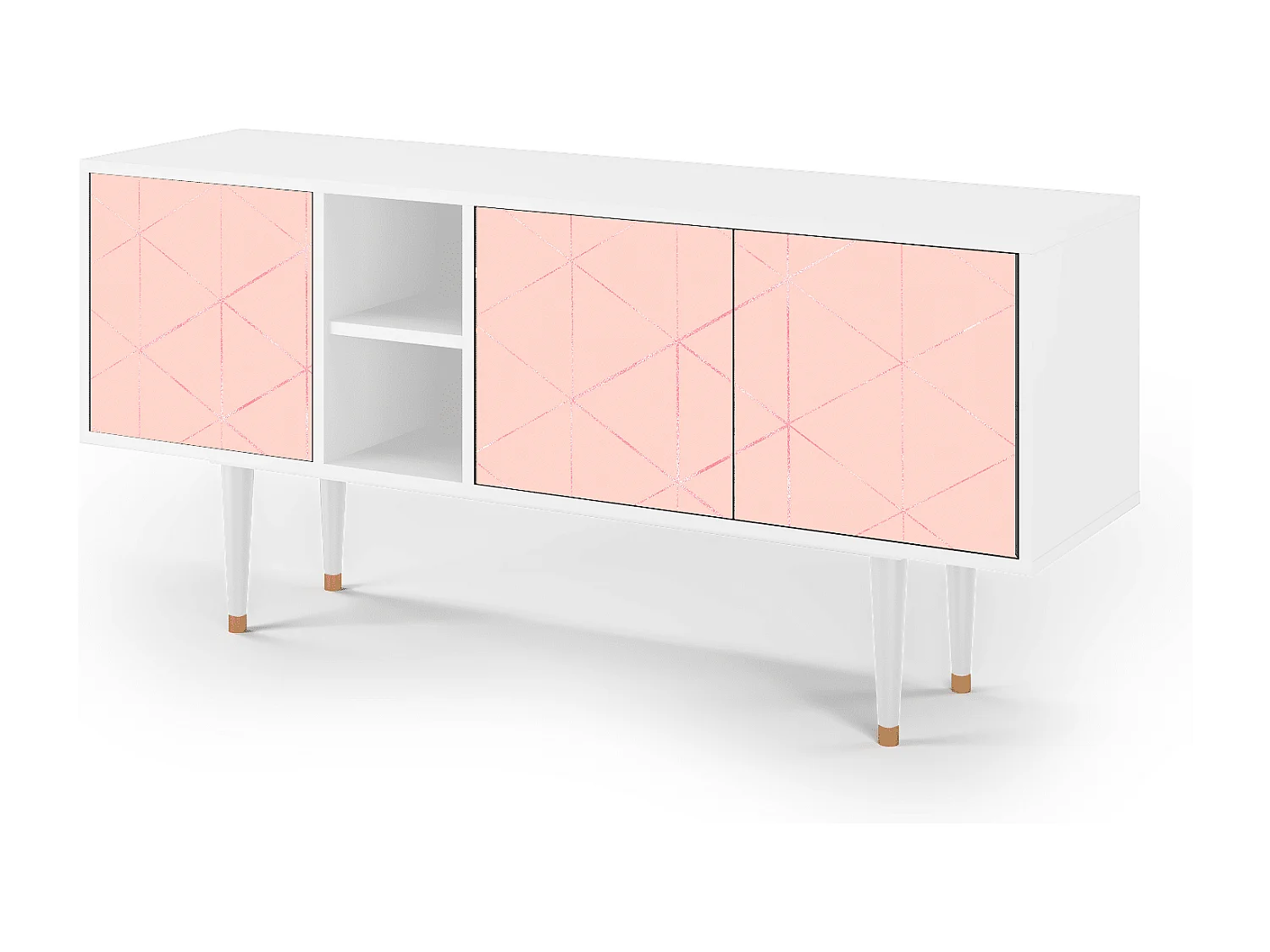 Meuble TV - 150х69х41 cm - T5 - Rose Quartz, Blanc