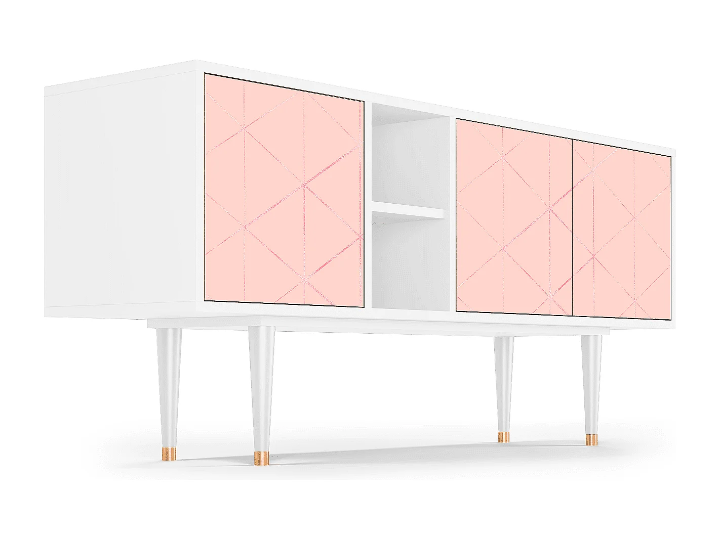 Meuble TV - 150х69х41 cm - T5 - Rose Quartz, Blanc