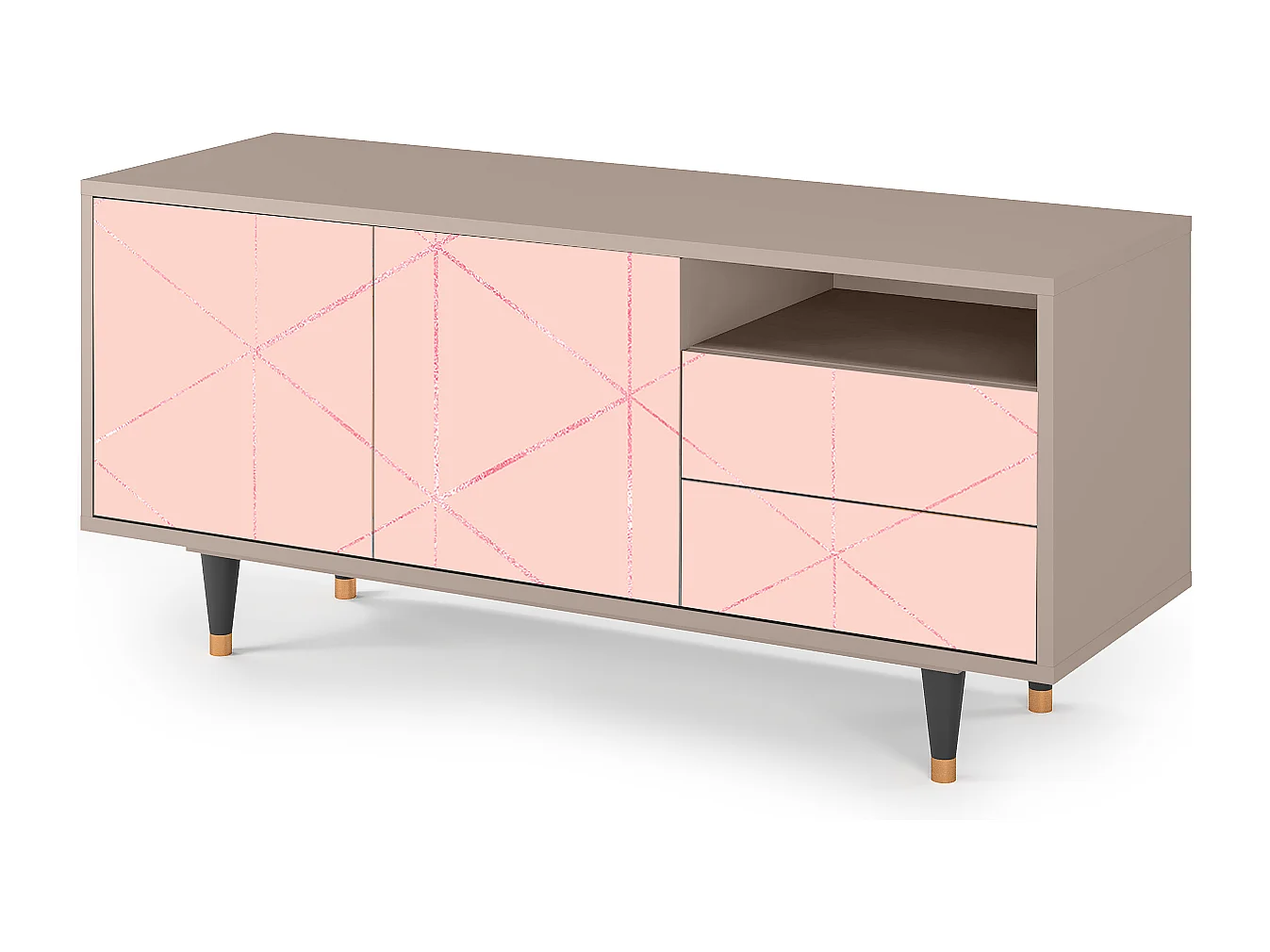 Mueble de TV - 125х56х41 cm - T7 - Rose Quartz, Latte
