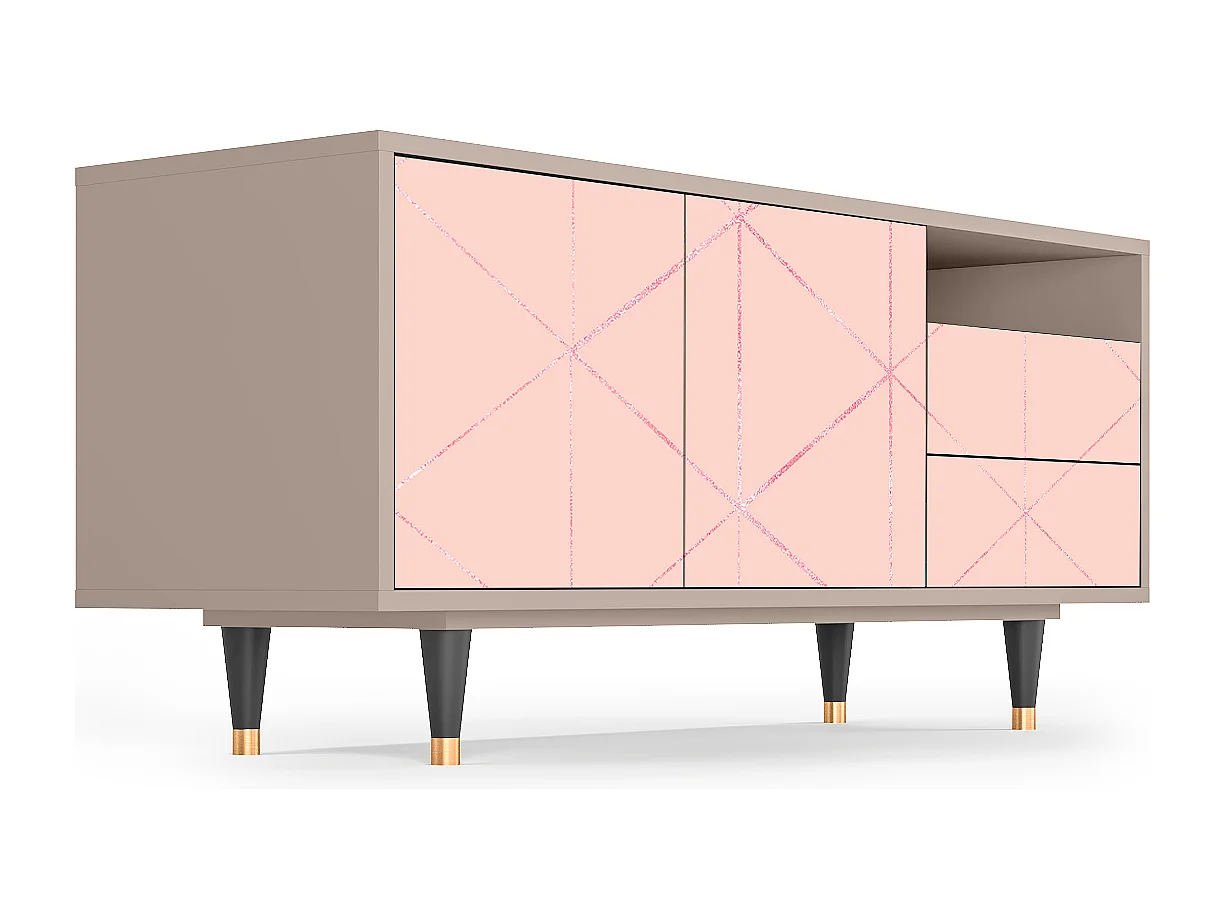 Mueble de TV - 125х56х41 cm - T7 - Rose Quartz, Latte