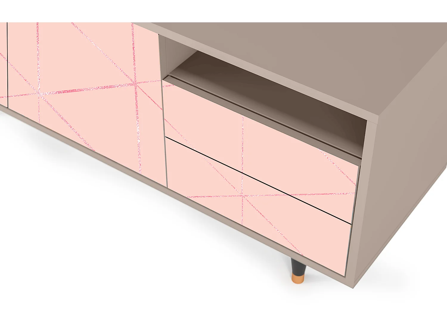 Mueble de TV - 125х56х41 cm - T7 - Rose Quartz, Latte