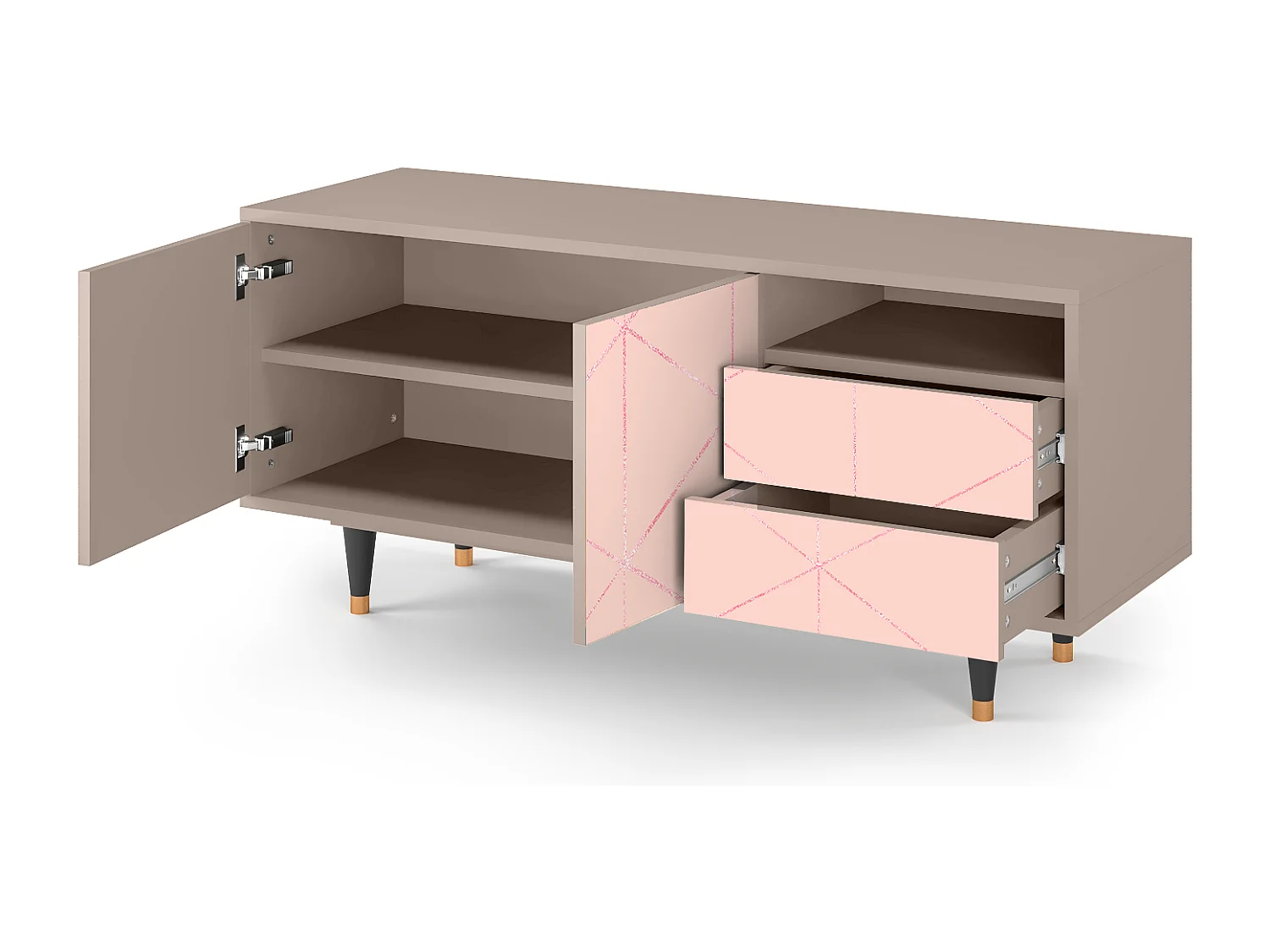 Mueble de TV - 125х56х41 cm - T7 - Rose Quartz, Latte