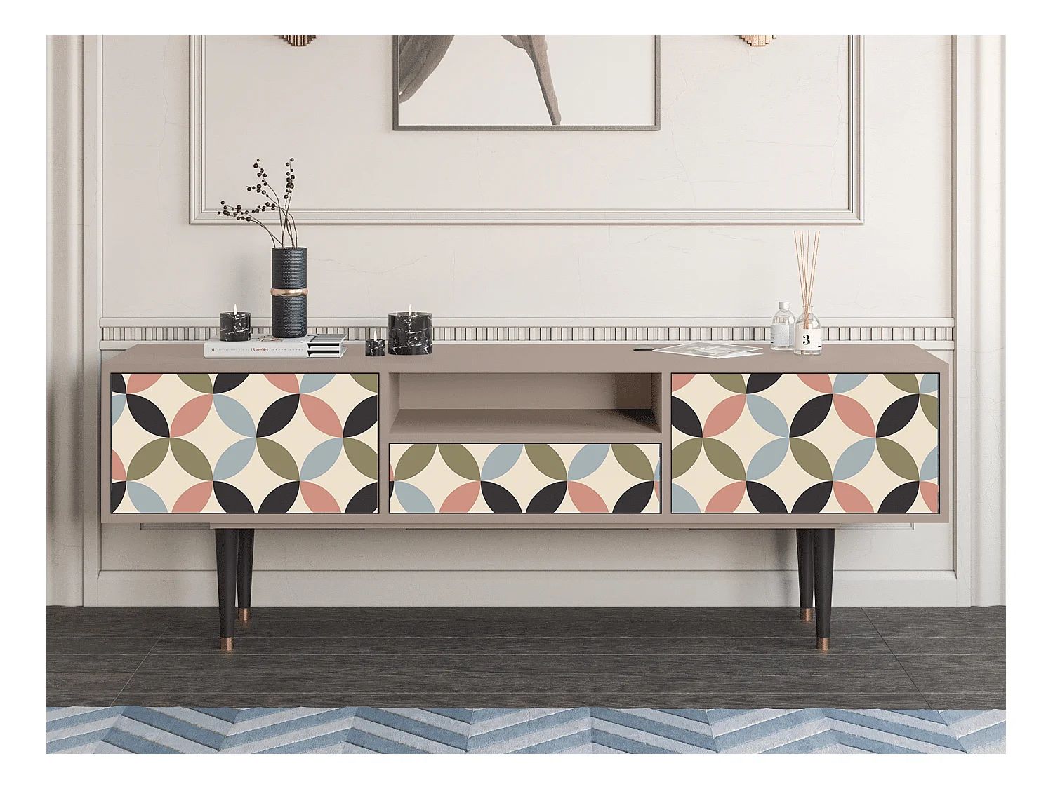 Meuble TV - 170х59х41 cm - T6 - Butterfly Effect, Latte