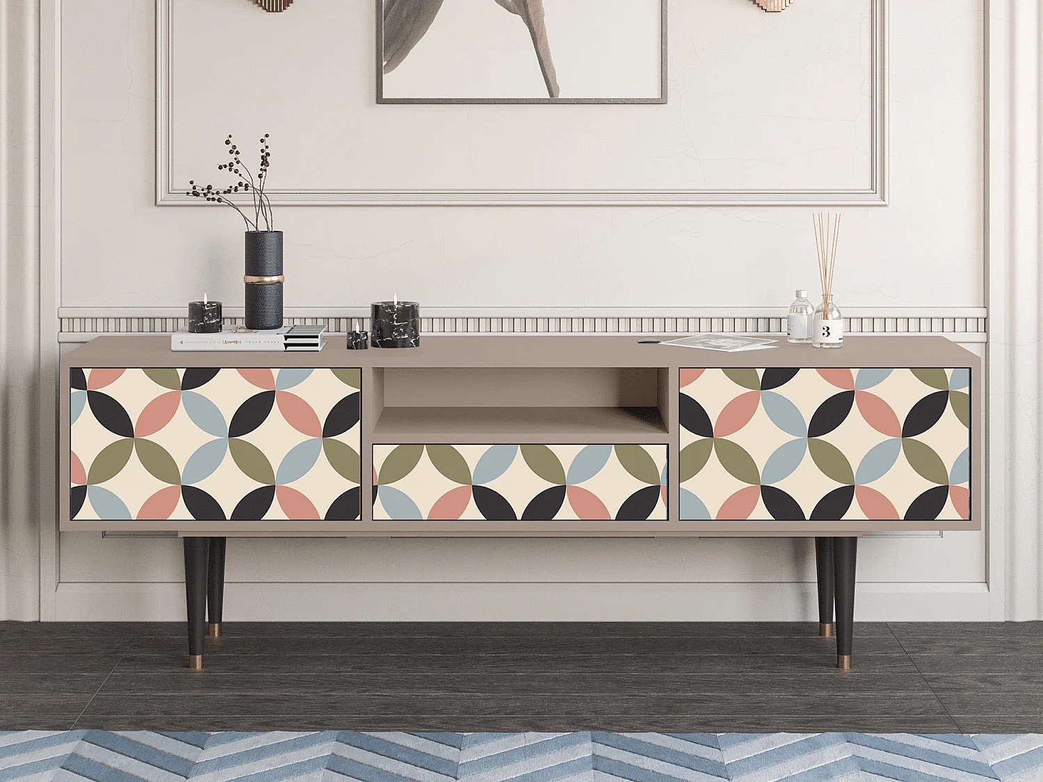 Meuble TV - 170х59х41 cm - T6 - Butterfly Effect, Latte