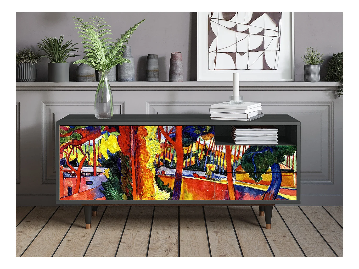 TV-Möbel - 125х56х41 cm - T7 - The Turning Road, Anthrazit