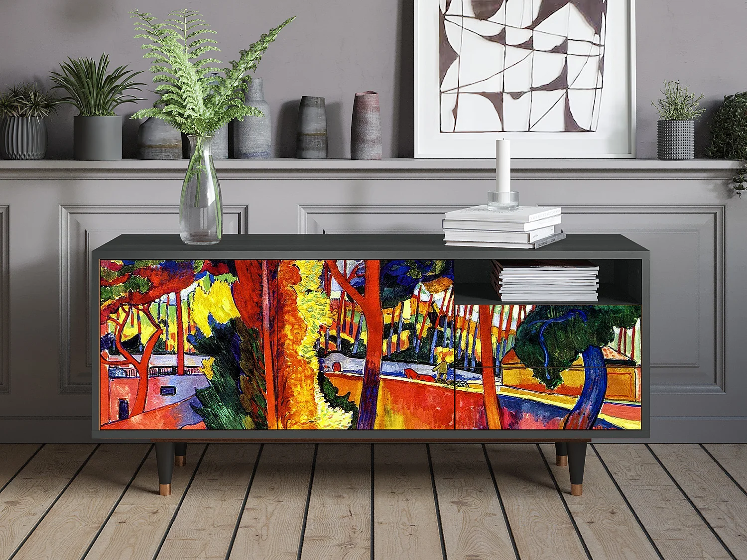 Meuble TV - 125х56х41 cm - T7 - The Turning Road, Anthracite