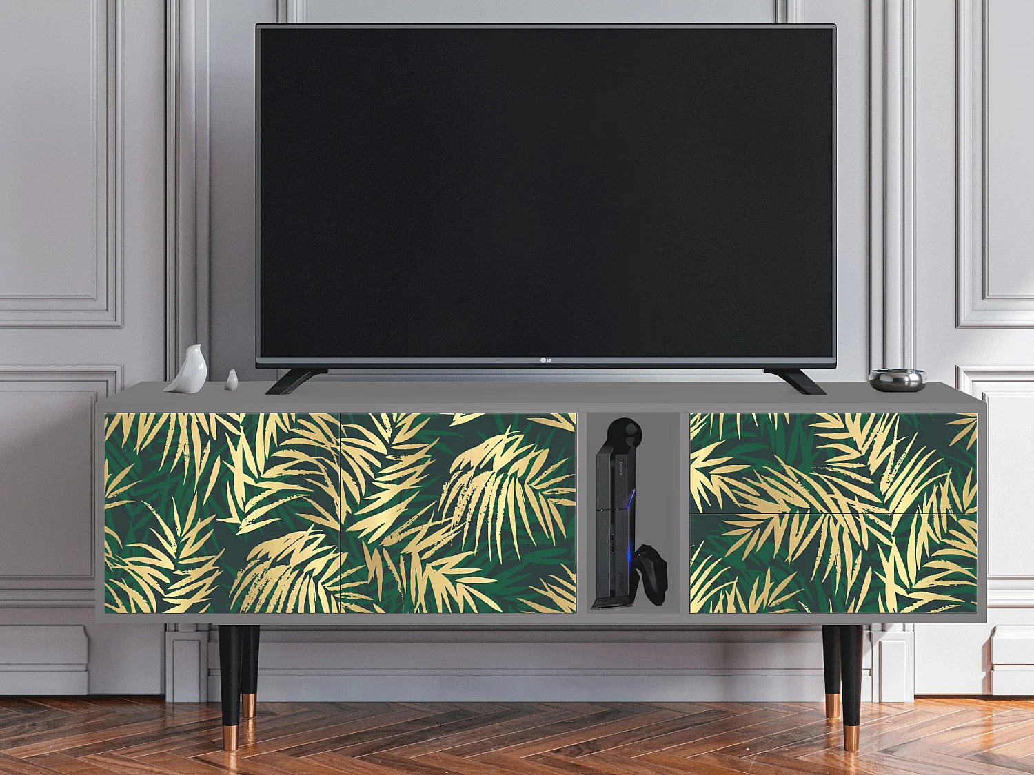 Mueble de TV - 170х69х48 cm - T1 - Sunny Palm Tree, Gris