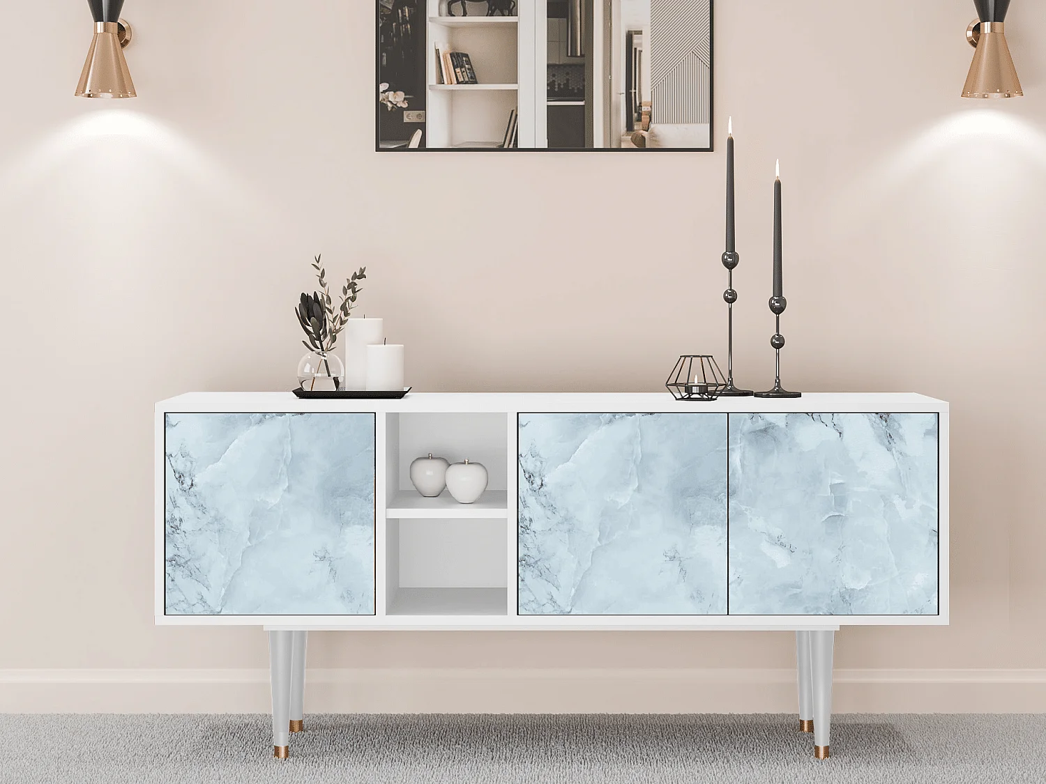 Meuble TV - 150х69х41 cm - T5 - Glacial Colour, Blanc