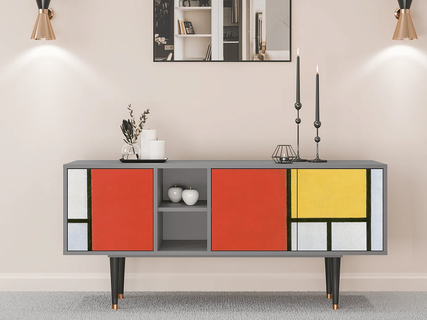 Mueble de TV - 150х69х41 cm - T5 - Composition, Gris