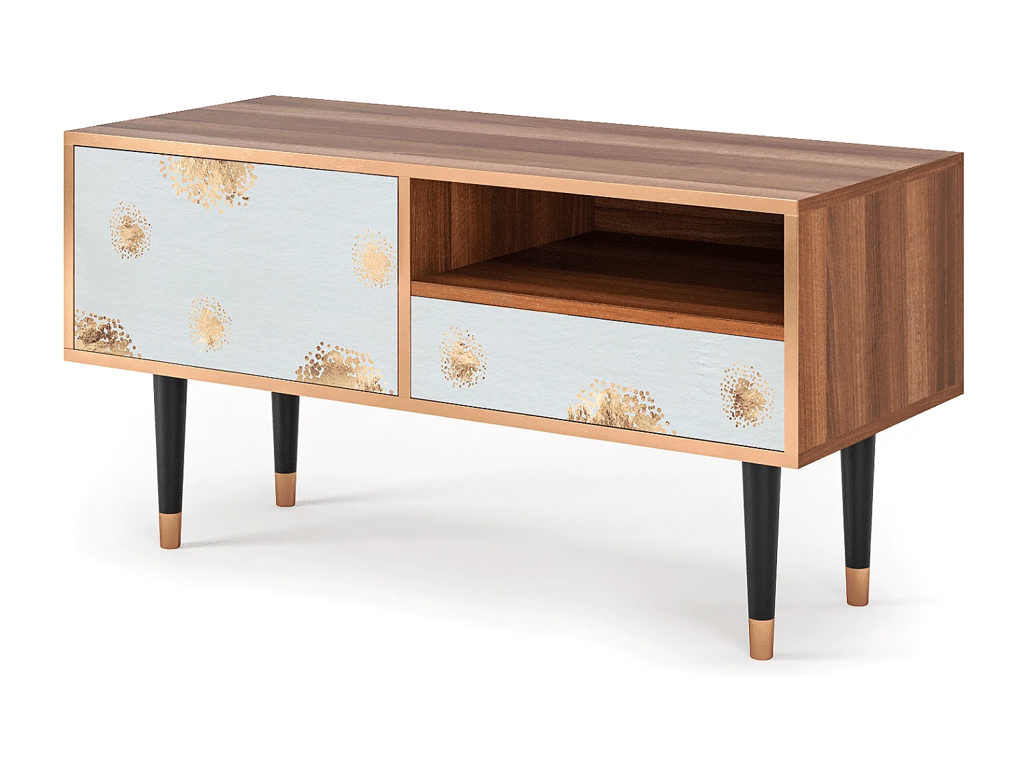 Meuble TV - 115х59х48 cm - T3 - Sky Latte, Noyer