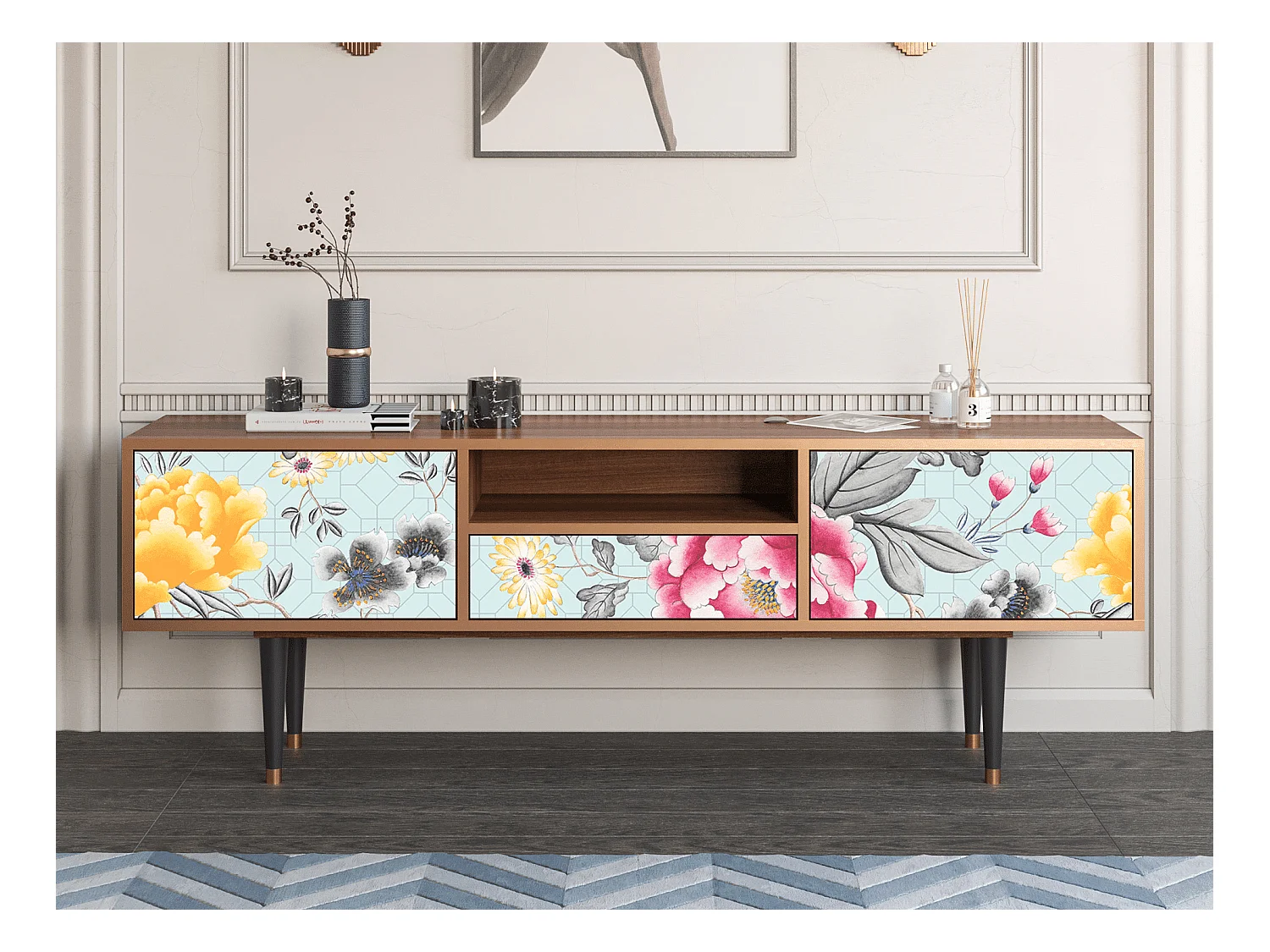 Meuble TV - 170х59х41 cm - T6 - Sky Garden, Noyer
