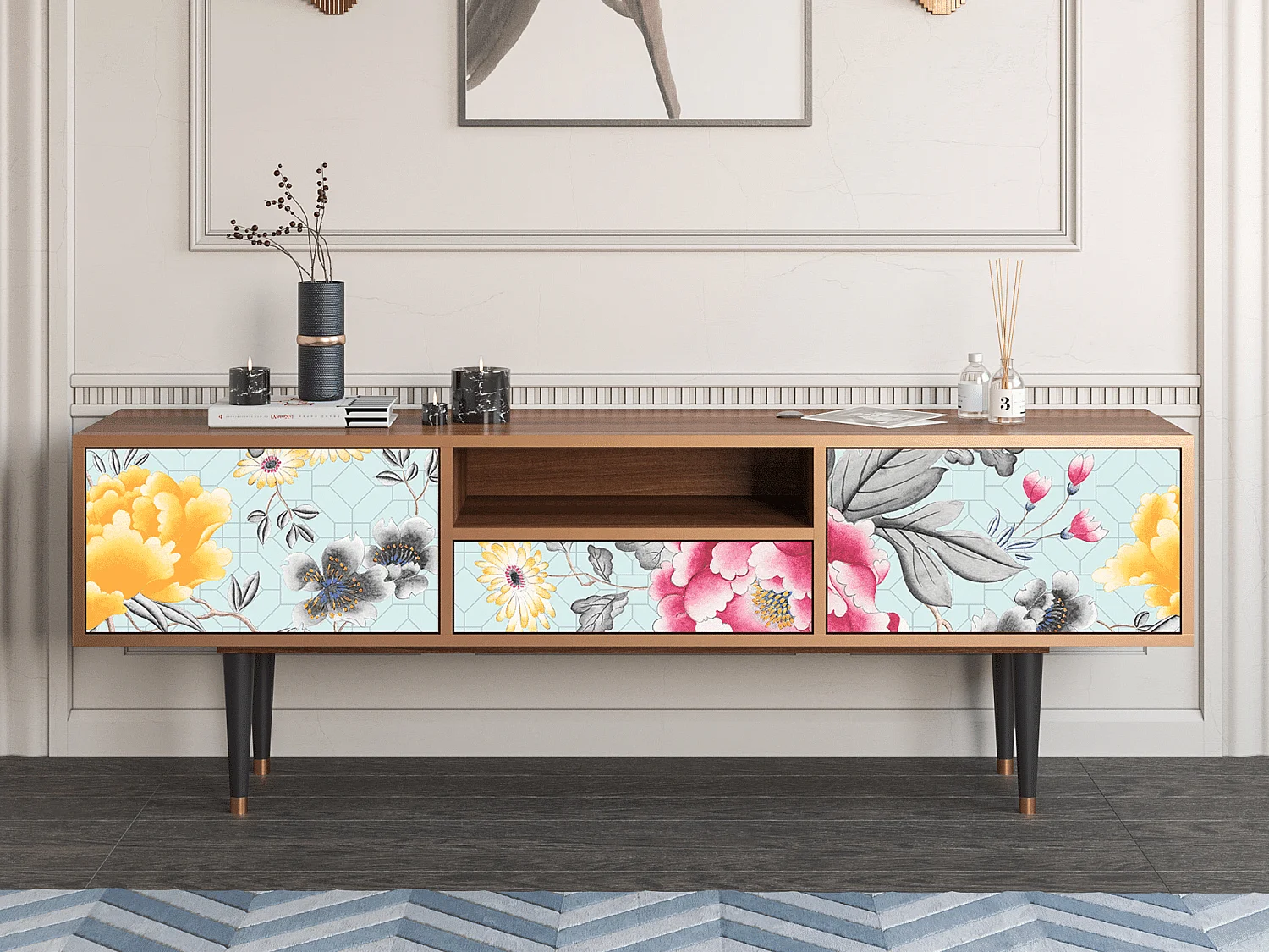 Mueble de TV - 170х59х41 cm - T6 - Sky Garden, Nogal