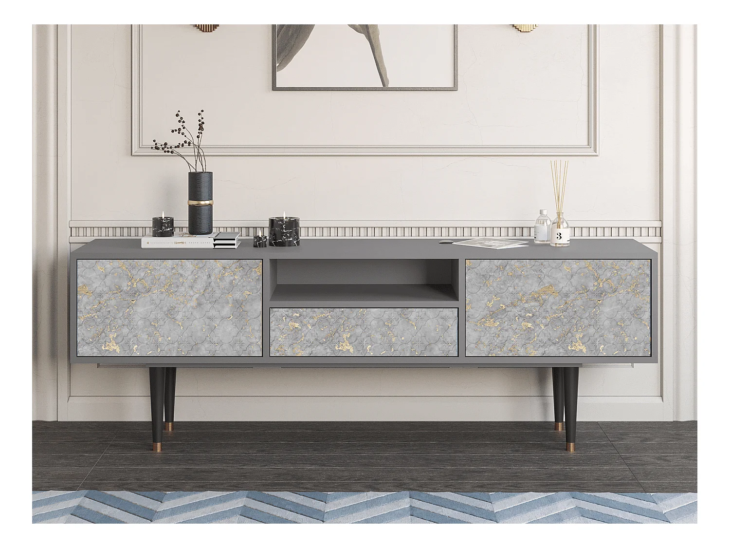 Meuble TV - 170х59х41 cm - T6 - Mariana Trench, Gris