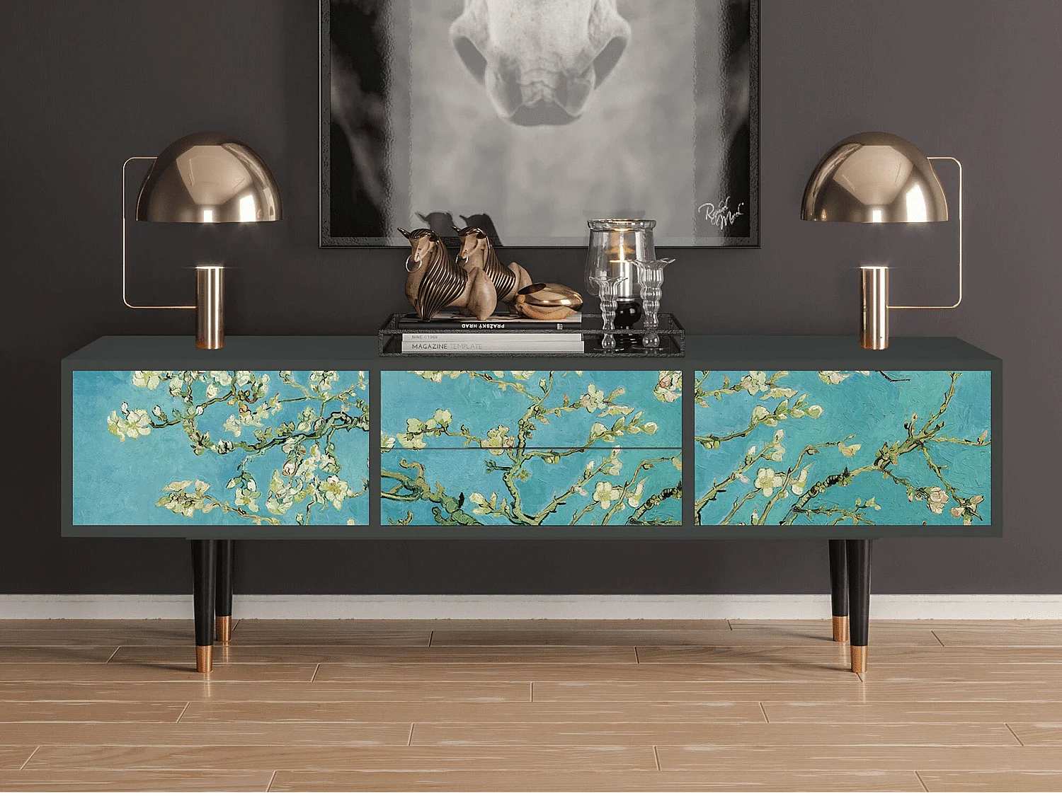 TV-Möbel - 170х59х48 cm - T4 - Almond Blossom, Anthrazit