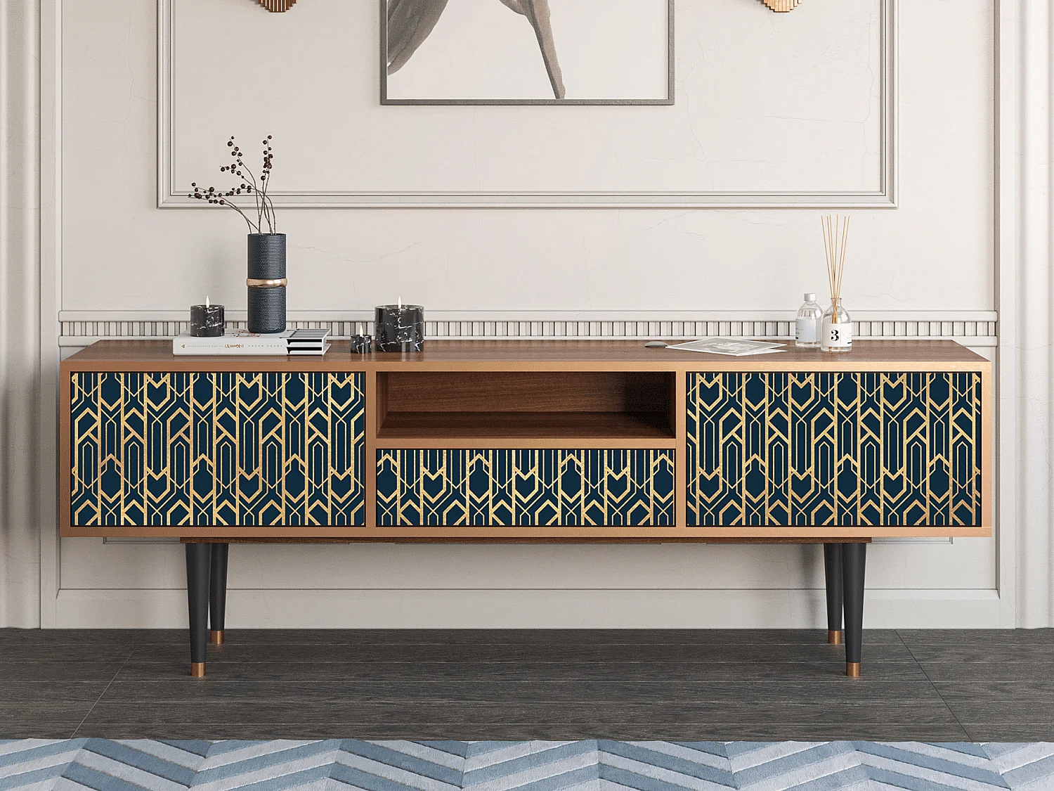 Mobile TV - 170х59х41 cm - T6 - Golden Empire, Noce