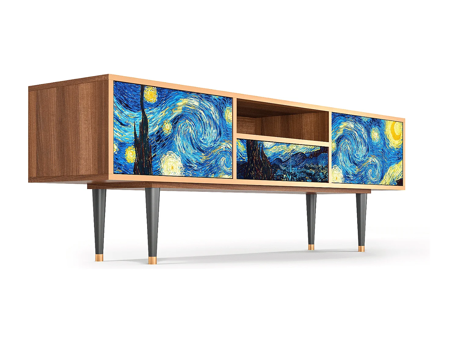 Meuble TV - 170х59х41 cm - T6 - The Starry Night  , Noyer