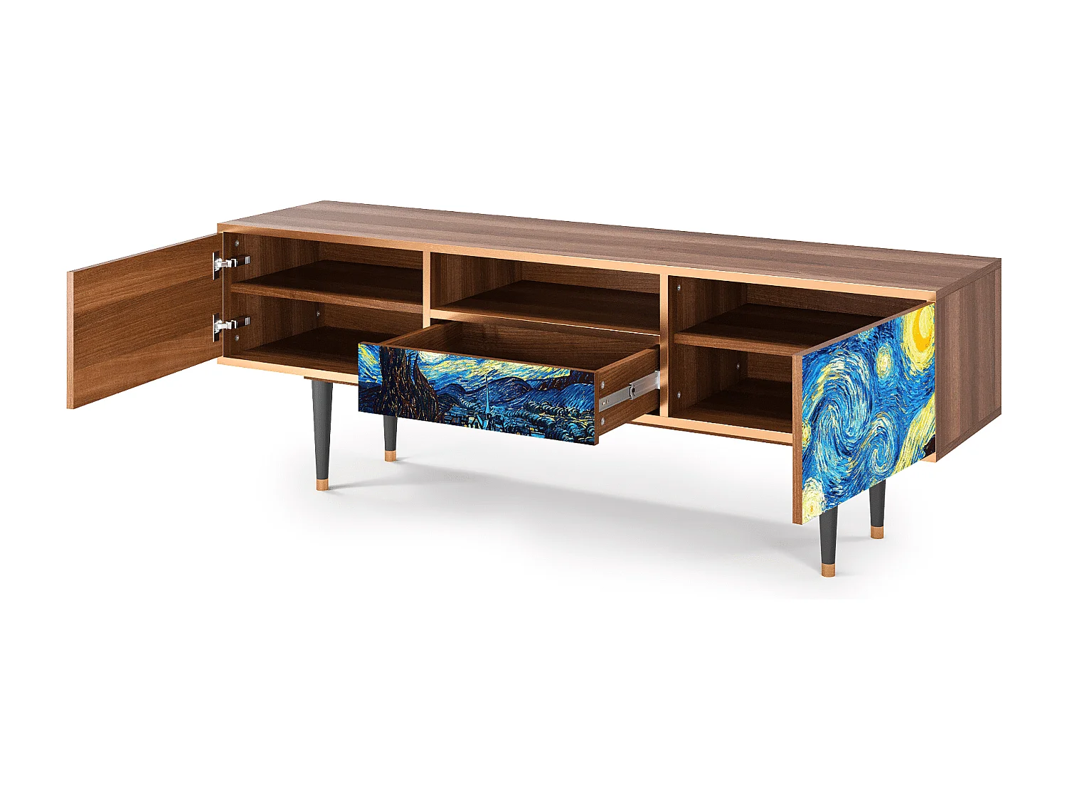 Meuble TV - 170х59х41 cm - T6 - The Starry Night  , Noyer