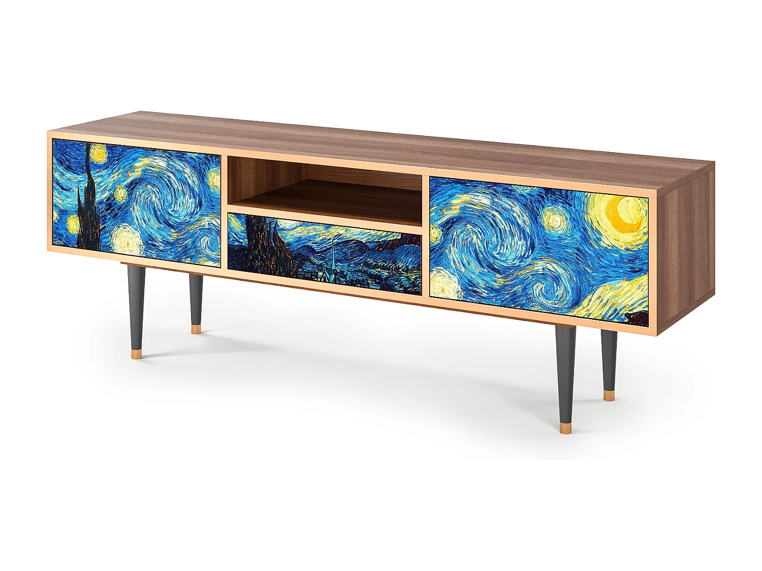 Meuble TV - 170х59х41 cm - T6 - The Starry Night  , Noyer