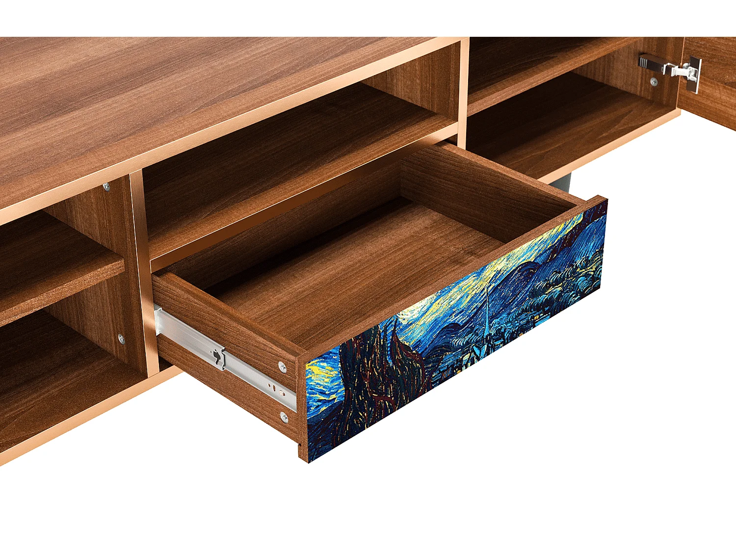 Meuble TV - 170х59х41 cm - T6 - The Starry Night  , Noyer