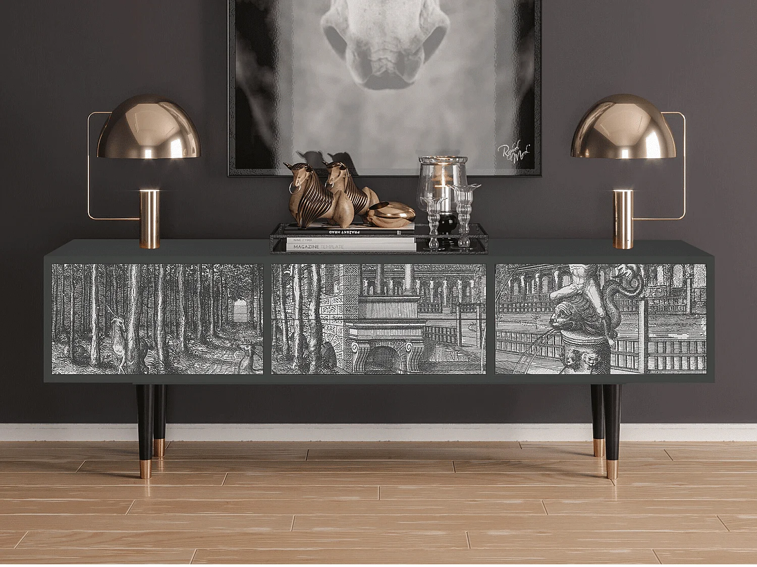 Meuble TV - 170х59х48 cm - T4 - View of the Piazza, Anthracite