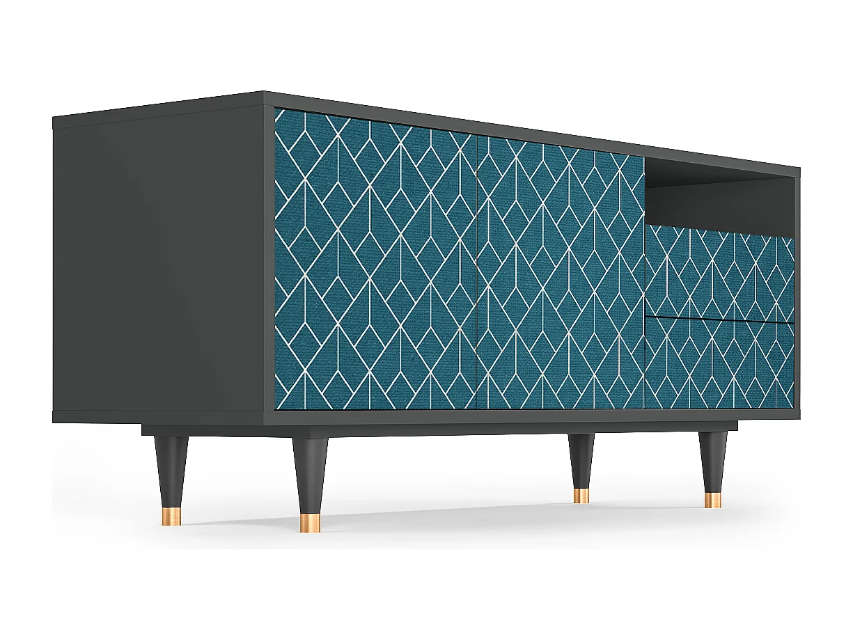 TV-meubel - 125х56х41 cm - T7 - Turquoise Geometry, Antraciet