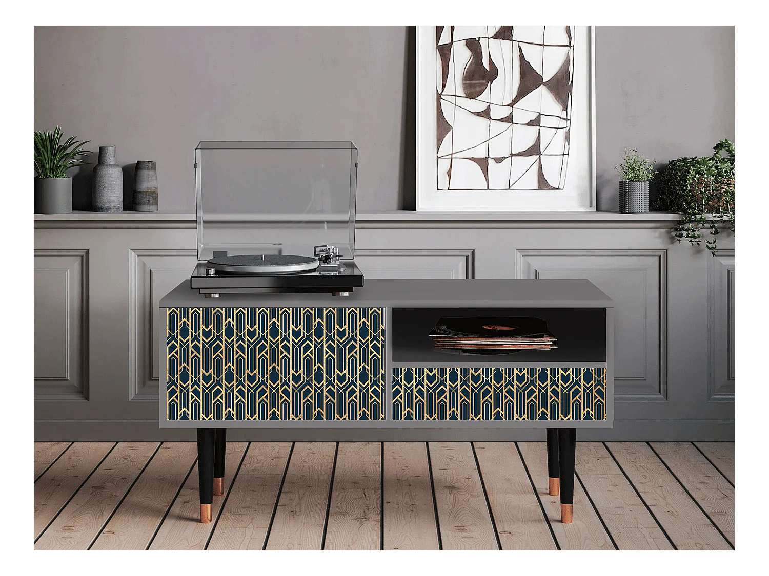 Meuble TV - 115х59х48 cm - T3 - Golden Empire, Gris