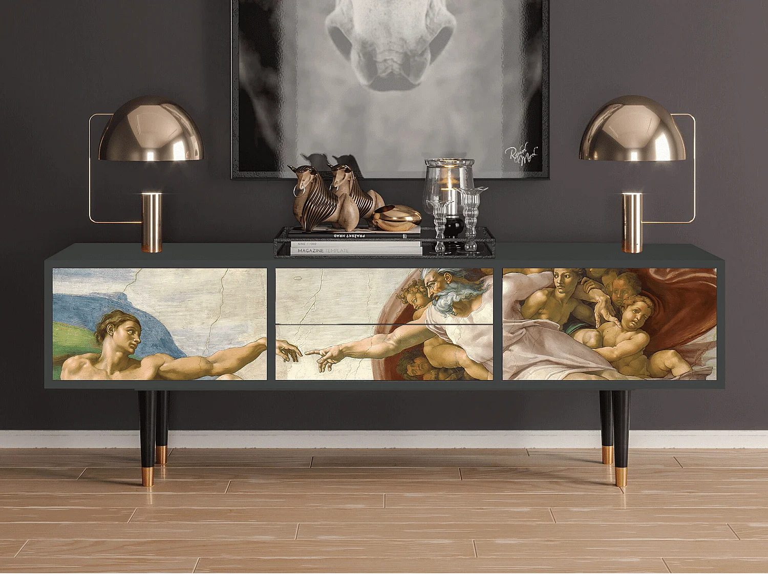 Meuble TV - 170х59х48 cm - T4 - The Creation of Adam, Anthracite