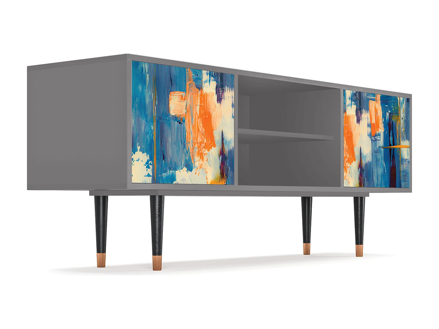 Szafka RTV - 170х69х48 cm - T2 - Abstract Expressionism, Szary