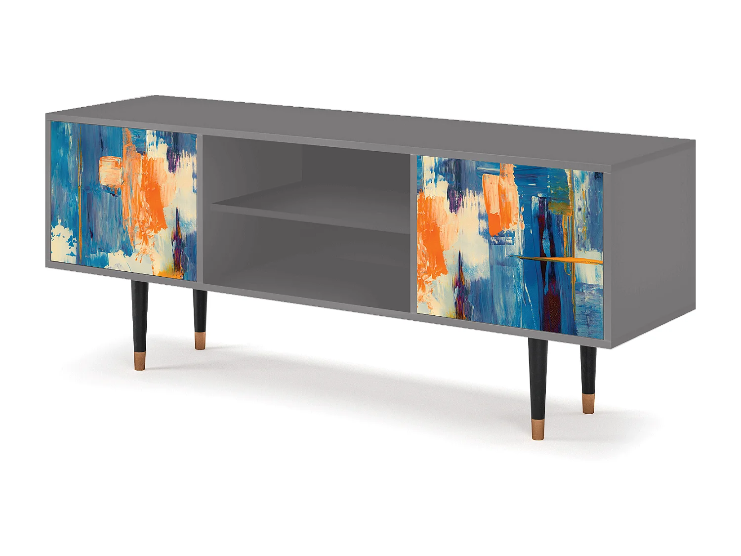 Meuble TV - 170х69х48 cm - T2 - Abstract Expressionism, Gris