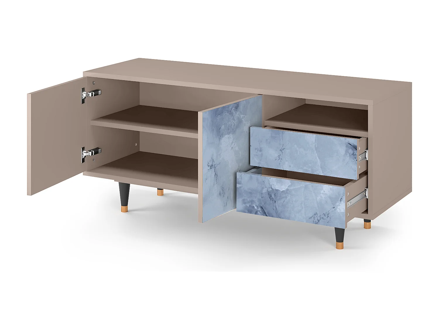 Szafka RTV - 125х56х41 cm - T7 - Feather Ice, Latte