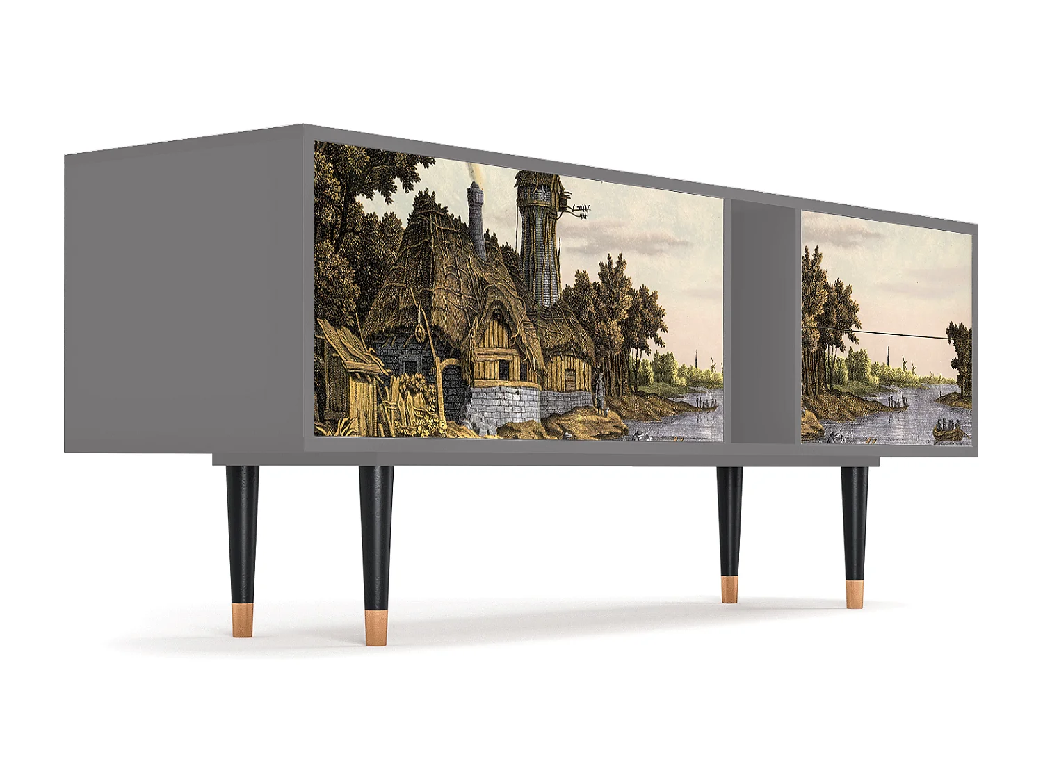 TV-Möbel - 170х69х48 cm - T1 - Mill along a River, Grau