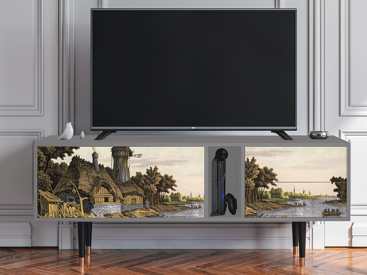 Meuble TV - 170х69х48 cm - T1 - Mill along a River, Gris