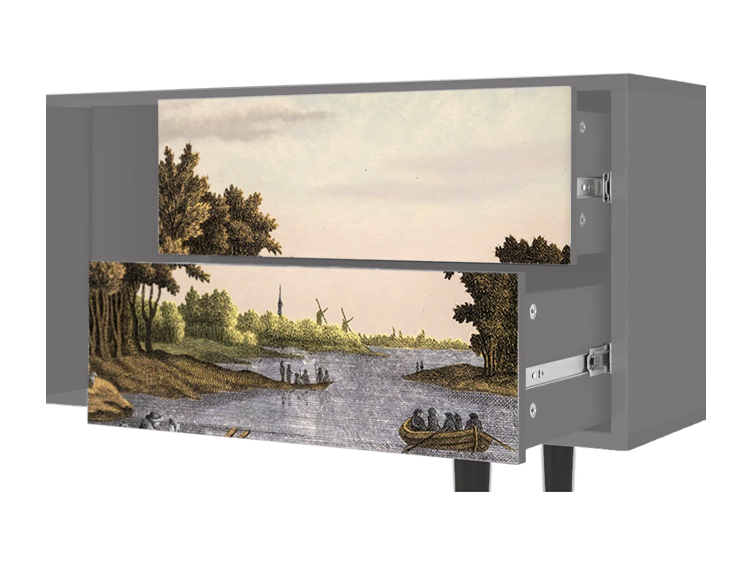 TV-Möbel - 170х69х48 cm - T1 - Mill along a River, Grau