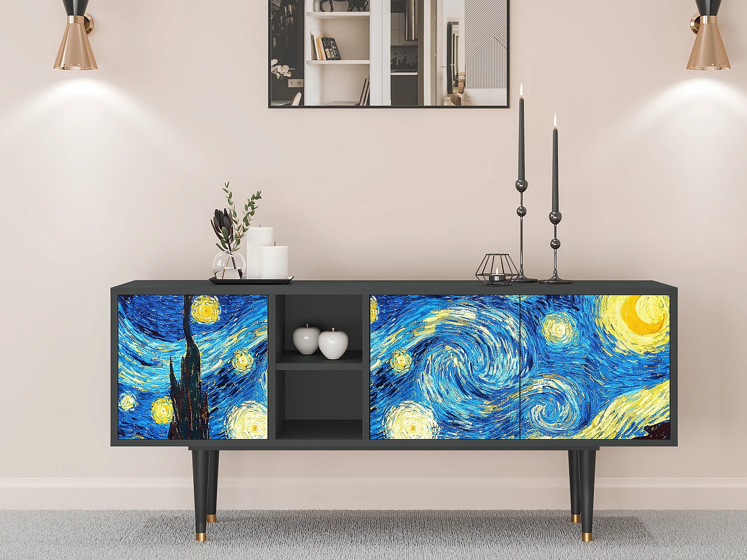 Mueble de TV - 150х69х41 cm - T5 - The Starry Night  , Antracite
