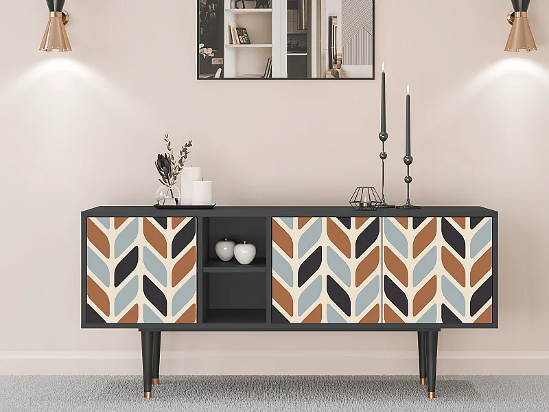 Mueble de TV - 150х69х41 cm - T5 - Beige Laure, Antracite