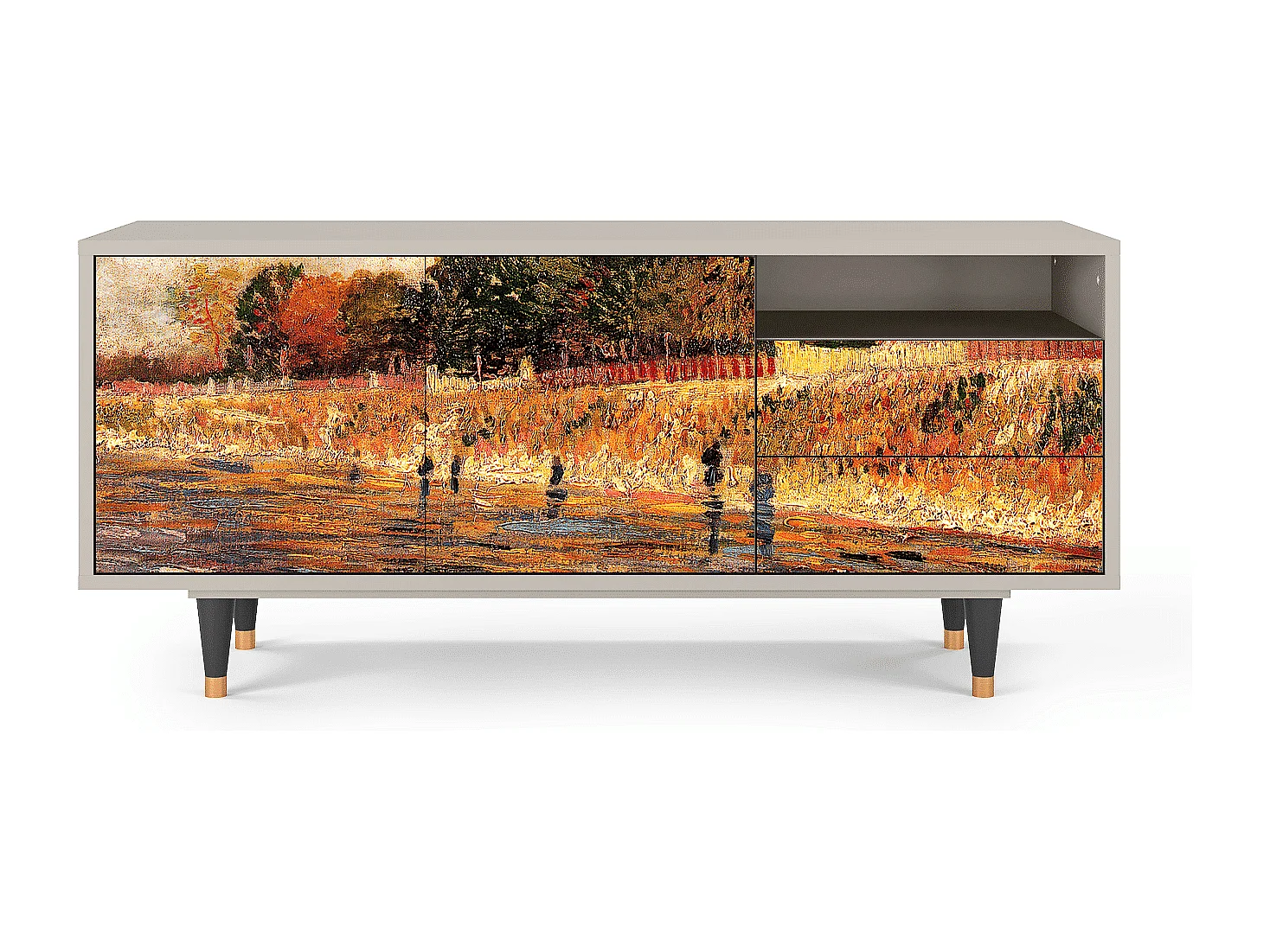 Szafka RTV - 125х56х41 cm - T7 - The Banks, Piaskowy