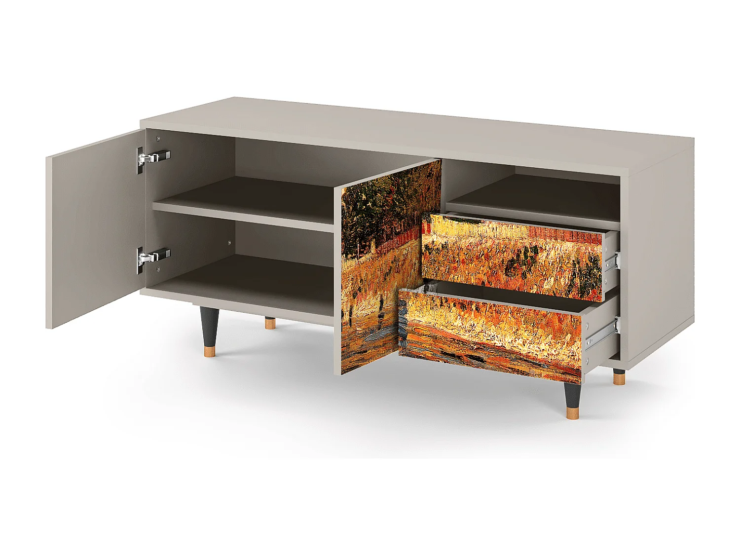 Szafka RTV - 125х56х41 cm - T7 - The Banks, Piaskowy