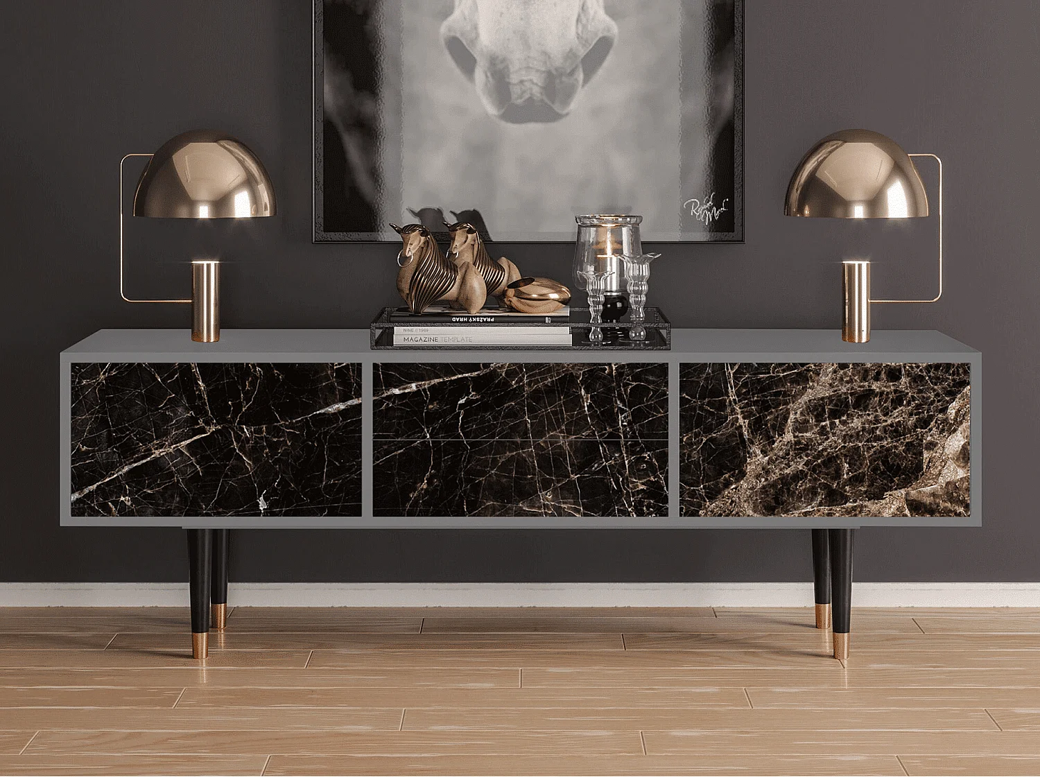 Meuble TV - 170х59х48 cm - T4 - Night Abyss, Gris