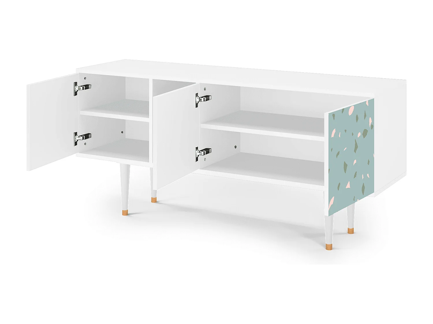 Szafka RTV - 150х69х41 cm - T5 - Blue Drops, Biały