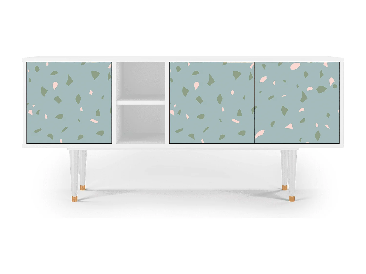 Meuble TV - 150х69х41 cm - T5 - Blue Drops, Blanc