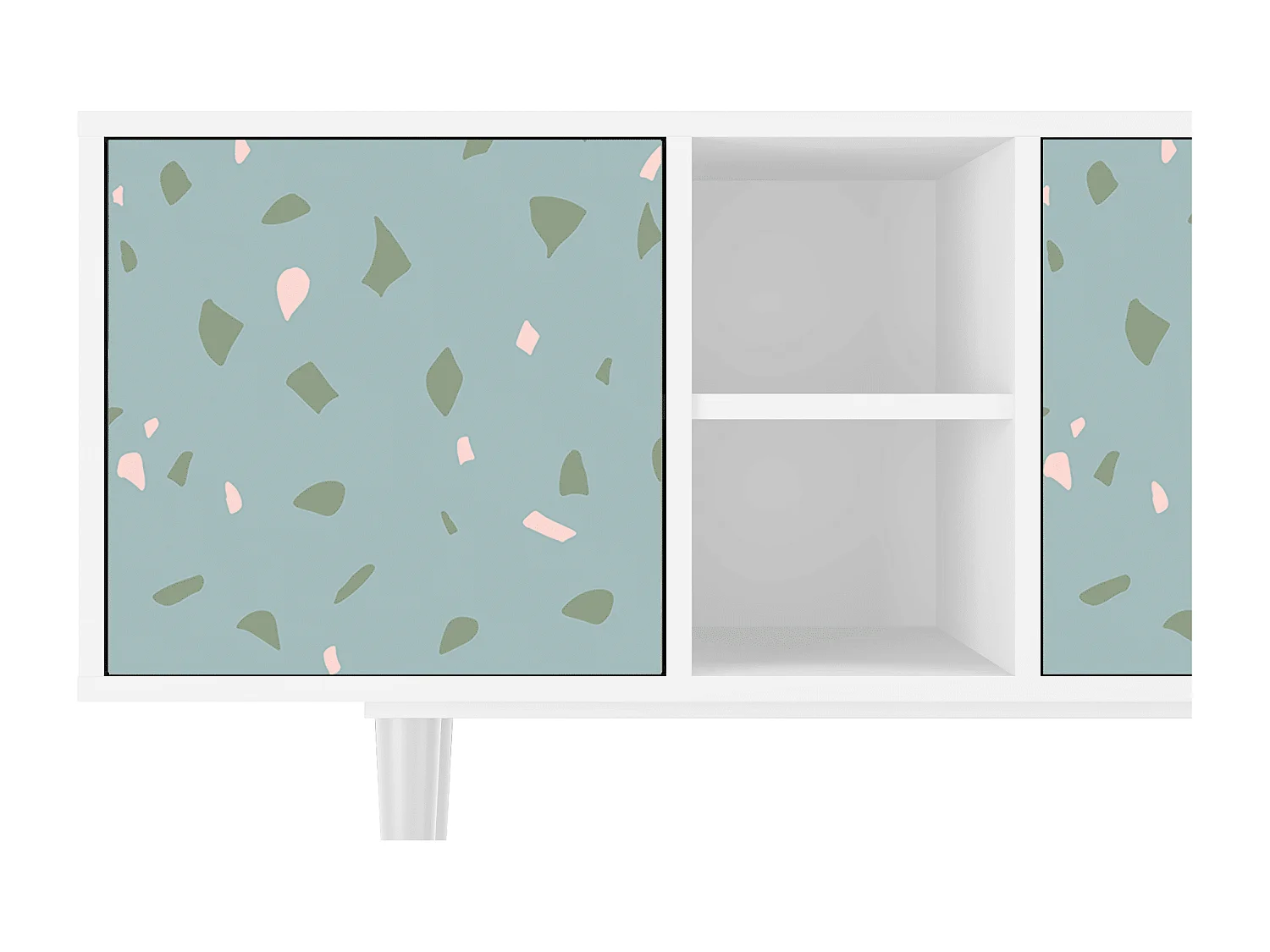 Meuble TV - 150х69х41 cm - T5 - Blue Drops, Blanc