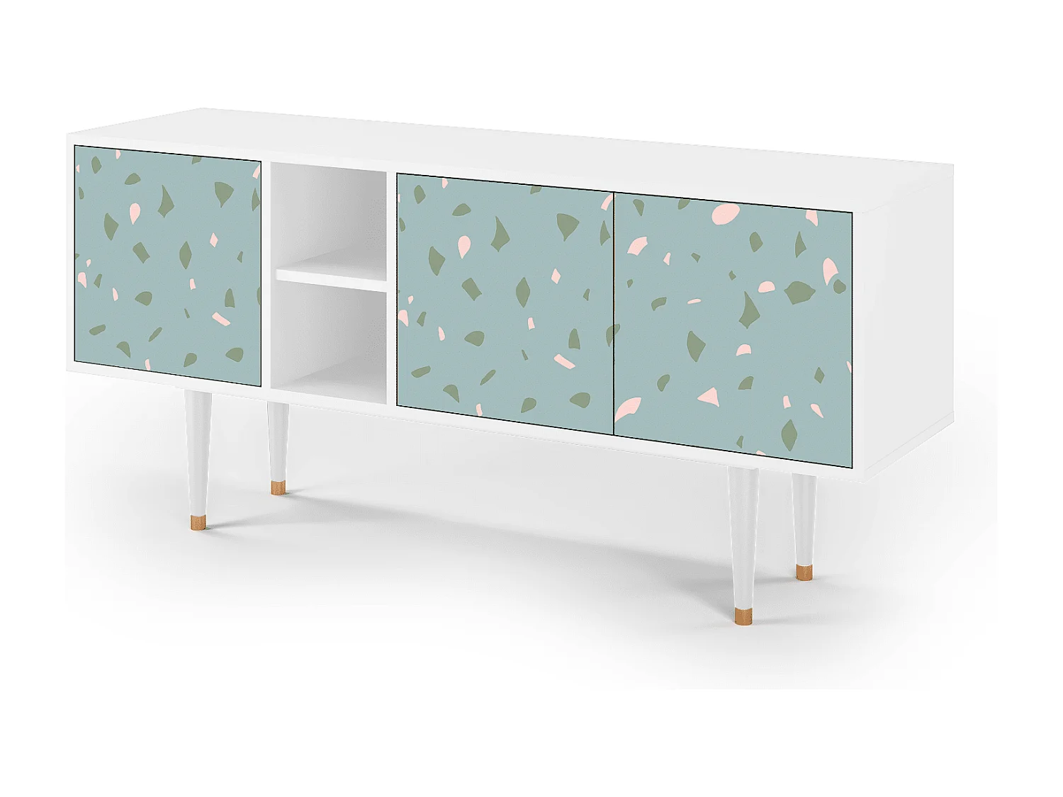 Meuble TV - 150х69х41 cm - T5 - Blue Drops, Blanc