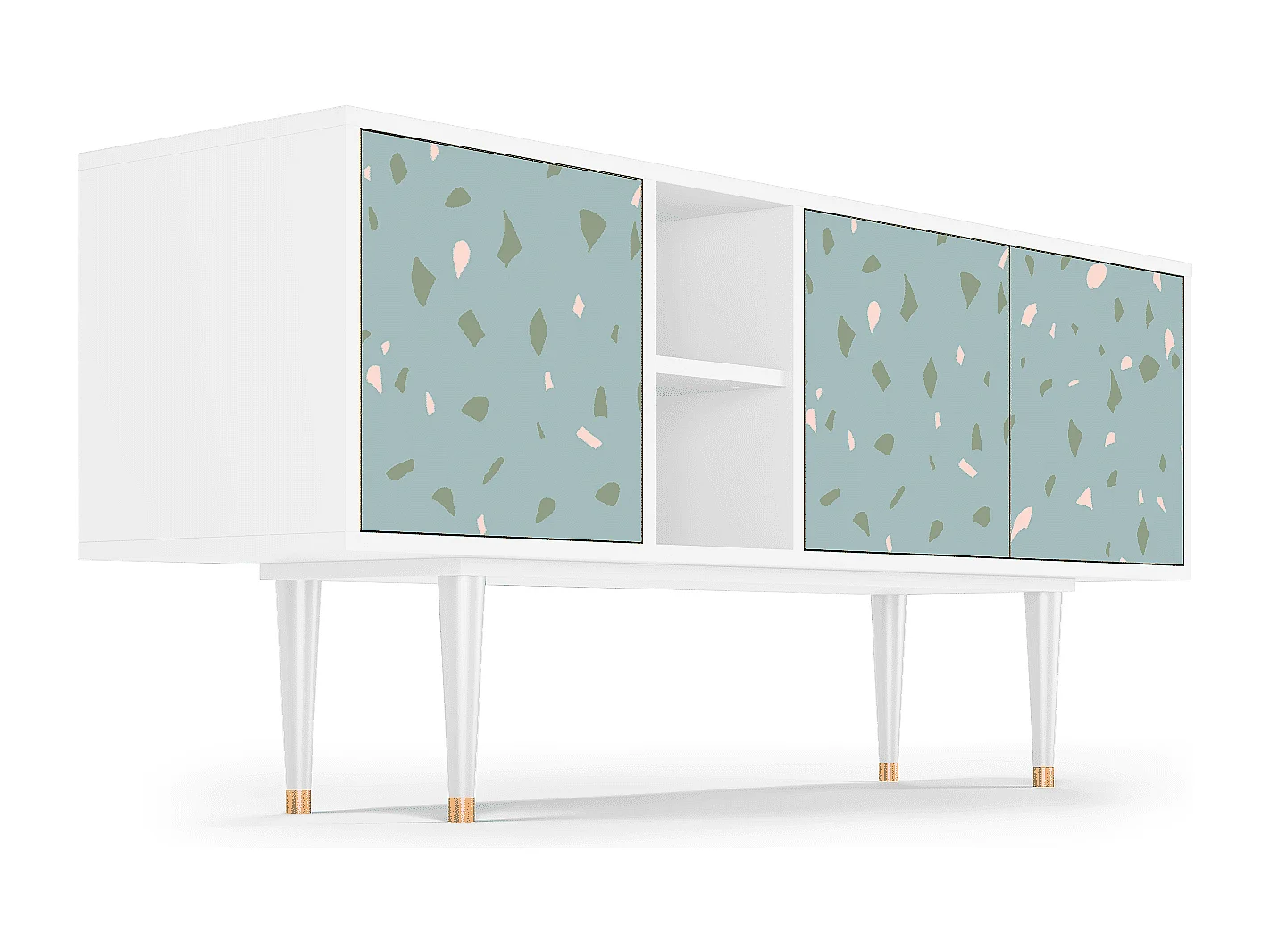 Meuble TV - 150х69х41 cm - T5 - Blue Drops, Blanc