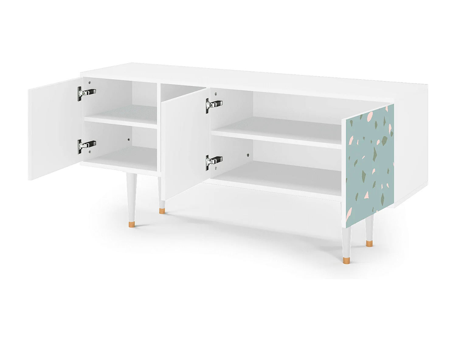 Meuble TV - 150х69х41 cm - T5 - Blue Drops, Blanc